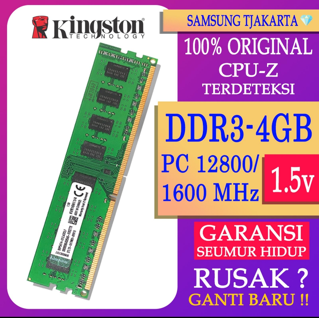 RAM LONGDIM KINGSTON DDR3 4GB 1600MHz PC 12800