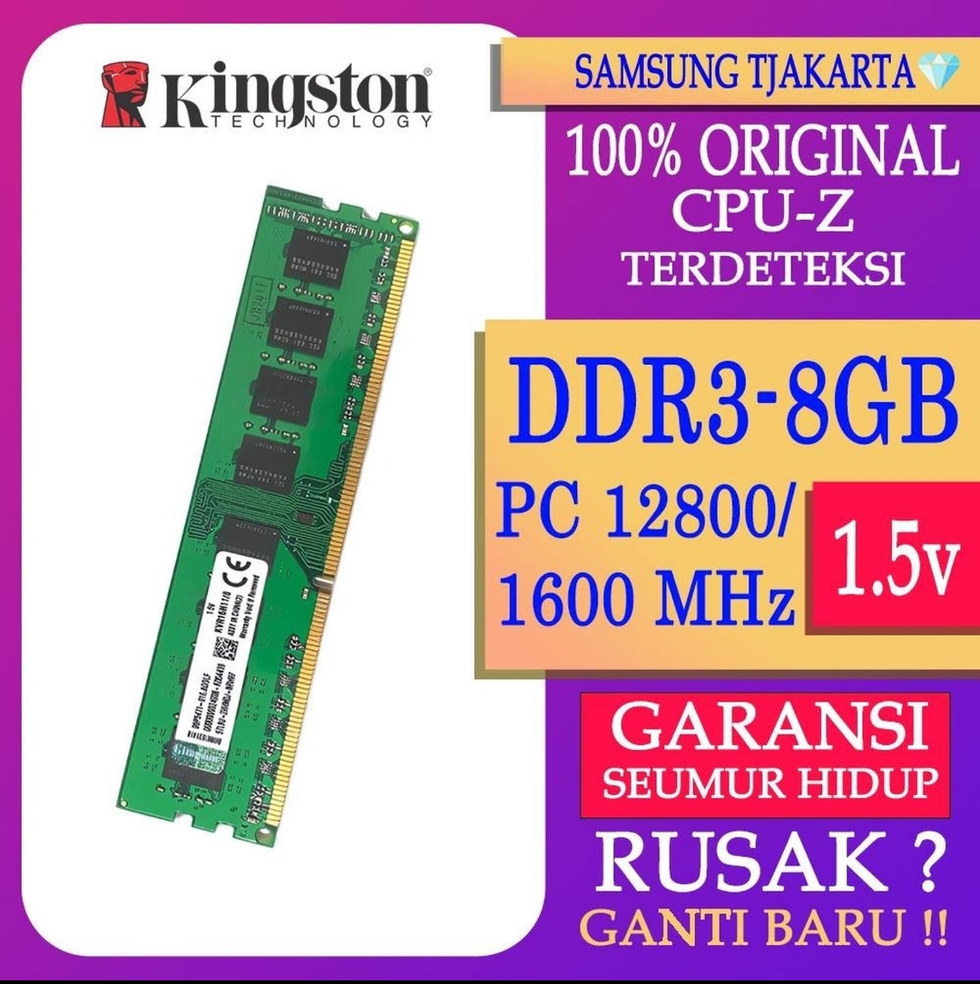 RAM LONGDIM KINGSTON DDR3 8GB 1600MHz PC 12800