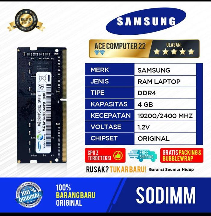 RAM SODIMM SAMSUNG DDR4 4GB PC 19200 / 2400MHz